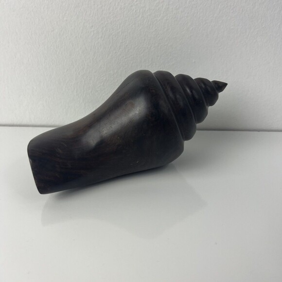Vintage Wooden Conch Shell Natural Finish Decorative Figural Paper Weight - Picture 2 of 5